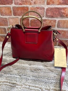 Patricia Nash Ruby Red Empoli Leather Satchel Heritage Collection